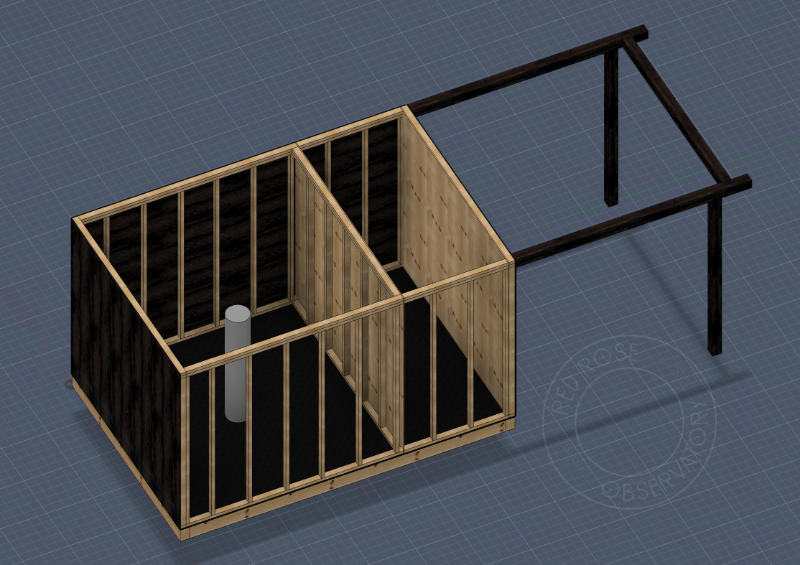 A very rough CAD mock-up of the observatory design that I'm hoping to build